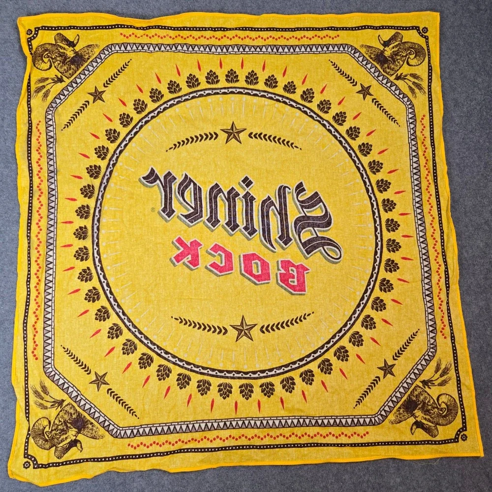 Shiner Bock Bandana Yellow Brewery Logo Ram Hops Graphic Neckerchief 21x21